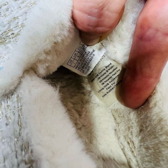 TOMS India Slippers White Metallic Boucle - Picture 5 of 9